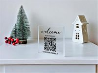 Panneau de signalisation transparent personnalisé acrylique Qr Code Stand Super Table Sign Clear QR Code Card Durable Cast Acrylic Cube Block