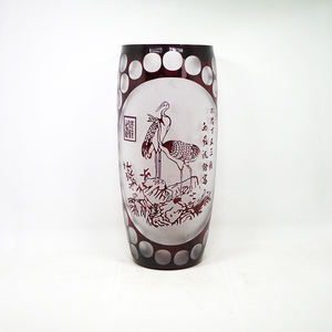 수제 독특한 샌드 블라스트 멀티 컬러 유리 꽃병 손 절단 꽃병 아트 데코레이터의 공장 - Product Image 3