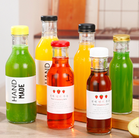Bouteilles en verre rondes personnalisables avec bouchons scellés, emballage pour jus et lait, bouteilles vides