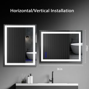 Espejo de baño inteligente LED montado en la pared con diseño moderno antivaho Iluminación iluminada IP44 Garantía nominal de 3 años - Product Image 5