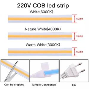 110V 220 volt điện áp cao AC COB 296L LED Strip ánh sáng không người lái không đầu 50m 100m không thấm nước IP67 Ngoài Trời Linh Hoạt COB LED Strip - Product Image 2