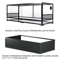 Reptizoo Ensemble de terrarium en verre pour reptiles RK0222 120x45x45cm avec 2 supports empilables RAS59 et portes coulissantes avant
