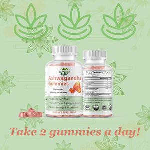 Gomitas de Ashwagandha Sin Azúcar OEM ODM para Hombres y Mujeres, Apoyo para el Estado de Ánimo y la Cognición, Ayuda para el Sueño y la Relajación, Vegano, Sin OMG - Product Image 3