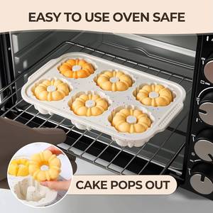 MUYULINS Factory Beige 6-Cup LFGB Non-Stick BPA Free Metal Reinforced Frame <b>Large</b> Silicone Cupcake <b>Pan</b> American Muffin Tray - Product Image 3