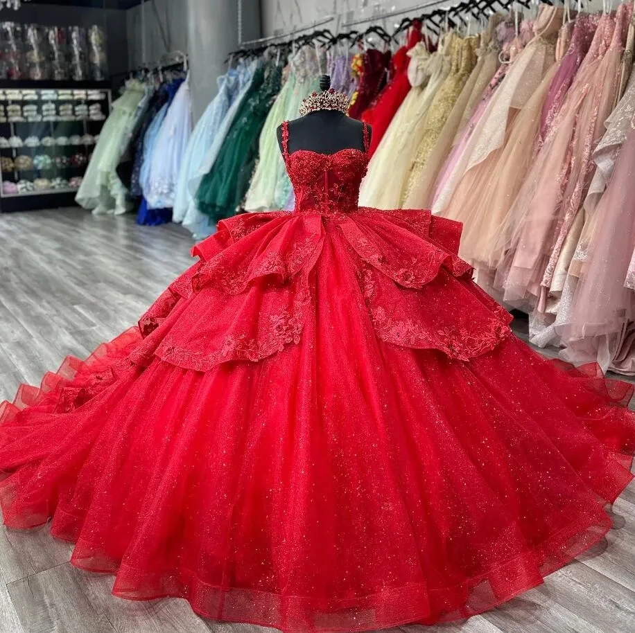 Red Quinceanera Dress Sweetheart Floor-Length Ball Gown