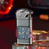 Flamme en métal double réglable coupe-vent cigare Cigarette herbe torche briquet rechargeable Butane gaz bougie BBQ Camping allume-feu