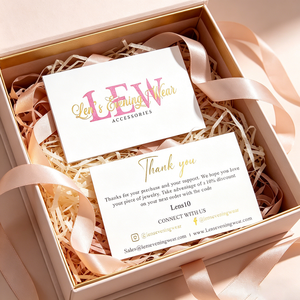 Tarjetas de Agradecimiento Personalizadas de Lujo en Dorado Rosa con Doble Lámina, 10% de Descuento, para Redes Sociales, para Marcas de Joyería y Accesorios - Product Image 2