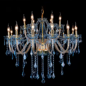 New Design European Droplight Traditional Hotel Bedroom KTV Blue <b>Crystal</b> Bead <b>Chandelier</b> Candles - Product Image 4