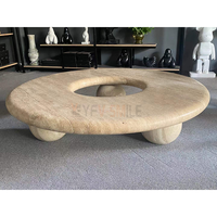 Table basse en travertin de forme organique minimaliste moderne, table à thé en pierre naturelle poreuse brute pour appartement et hôtel