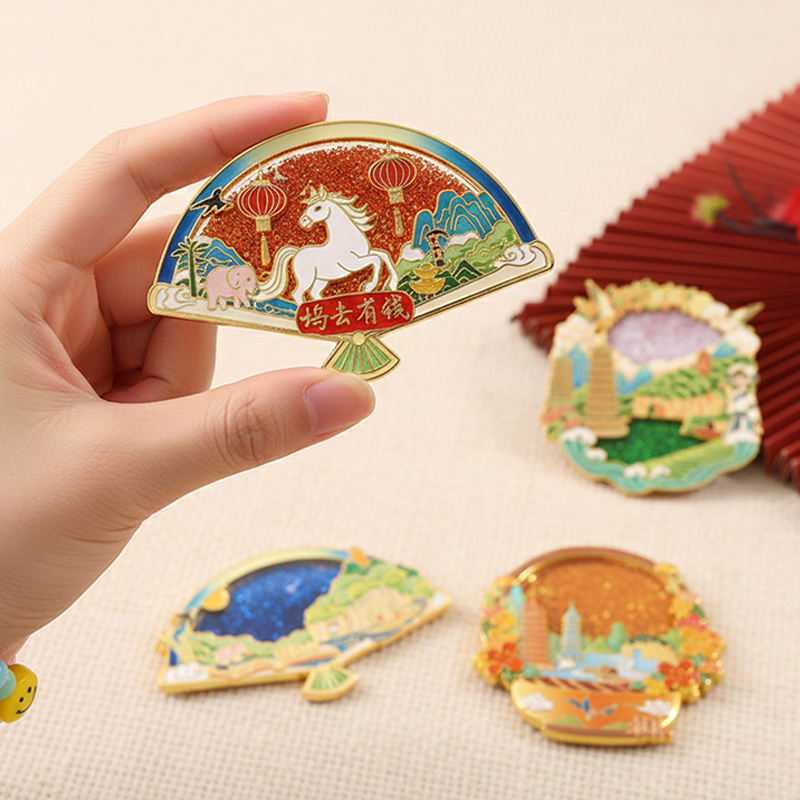 Metal Flowing Sand Craft Fridge Magnet-02