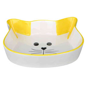 Gamelle en céramique pour chat 0,25 L 12 cm – Design visage blanc avec oreilles vertes - Product Image 2