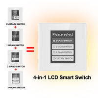 Interrupteur mural intelligent à écran tactile LEDEAST L8-HS 4 en 1 pour éclairage et rideaux, WiFi Tuya, commande vocale Alexa Google Home