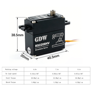 Motor Digital sin Escobillas GDW RS2208 de 25KG con Alto Torque, 8.4V, Resistente al Agua, Engranaje Metálico, Respuesta Rápida para Coche RC, Robot, UAV - Product Image 4