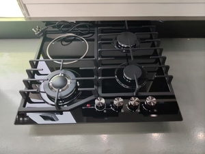 Cocina de <span class=keywords><strong>Gas</strong></span> de <span class=keywords><strong>4</strong></span> 1 quemador con electrodomésticos de cocina de vidrio templado negro-Estufa eléctrica de <span class=keywords><strong>Gas</strong></span> para uso doméstico en hoteles Material cerámico de hierro - Product Image 3