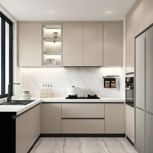 Ensemble de meubles de <span class=keywords><strong>cuisine</strong></span> sur mesure de style italien moderne en PVC, acrylique et bois massif avec armoire de rangement et évier pour usage culinaire - Product Image 4