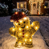 Lampe LED 3D en forme de pain d'épices de Noël, lumières en fil de cuivre, fonctionne sur piles, éclairage constant, décoration de Noël, ornement de table, lumière décorative