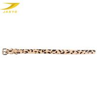 Collier pour chien en cuir véritable à imprimé vache JANYO, motif taches de vache, avec boucle en métal double D rose doré