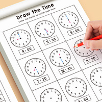 Cahier d'exercices pour enfants sur la lecture des heures avec logo personnalisé |   Horloge éducative pour la petite enfance : Cognition et décomposition du temps |   Cahier d'activités d'apprentissage de l'anglais