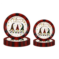 Assiettes en papier de Noël jetables, ensemble de vaisselle de fête, décorations de table rondes, vaisselle de fête, lot professionnel en gros
