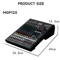 Console de Mixage Audio Professionnelle MGP12X 12 Canaux, Processeur Multi-Effets Numérique Audio Pro pour Système de Sonorisation Scénique