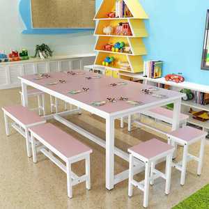 Kids Furniture <b>Set</b> Wooden Desk <b>And</b> Chairs For Art Class Training Course Minimalist Style Artificial Board <b>Table</b> With <b>Stools</b> - Product Image 4