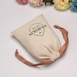 Sacs en coton lin avec logo personnalisé pochette imprimée sacs à cordon cadeau mini pochette à cordon en coton - Product Image 2