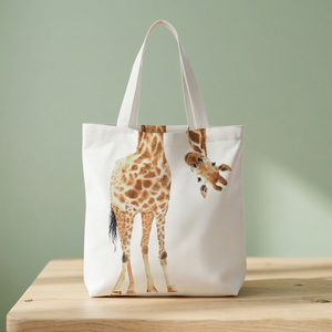 Bolso de mano de lona con estampado de jirafa, bolso de compras reutilizable, gran capacidad, personalizado, para mujer, para viajes diarios - Product Image 3