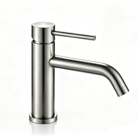 Robinet de lavabo en acier inoxydable 304 nickel brossé, mitigeur monocommande pour salle de bain