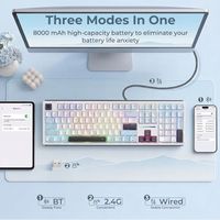 Clavier mécanique sans fil OEM ODM K771, clavier de jeu 108 touches avec 4 touches de raccourci supplémentaires, 5 couches d'atténuation du bruit, interrupteurs linéaires pré-lubrifiés