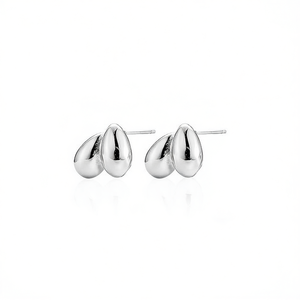 Amy Amy <b>Stud</b> Earrings Water Drop Shape <b>Silver</b> Plated For Women Fashion Jewelry Gift - Product Image 3