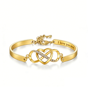 Bracelet jonc personnalisé en or plaqué avec inscription en forme de cœur infini, cadeau exclusif pour la fête <span class=keywords><strong>des</strong></span> mères, <span class=keywords><strong>bijoux</strong></span> - Product Image 1