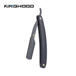 Maquinilla <span class=keywords><strong>de</strong></span> <span class=keywords><strong>afeitar</strong></span> recta con mango <span class=keywords><strong>de</strong></span> madera negro <span class=keywords><strong>de</strong></span> peluquero profesional - Product Image 1