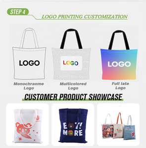 Bolso de lona de tela con logotipo personalizado, bolso de compras con impresión de logotipo personalizado, bolso de mujer reutilizable - Product Image 2