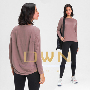 2024 nuevo casual suelto de secado rápido transpirable de doble cara cepillado súper suave mujeres fitness manga larga yoga camisetas top - Product Image 6