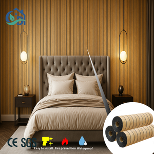 Rouleau d'autocollant mural à lattes <span class=keywords><strong>de</strong></span> grain <span class=keywords><strong>de</strong></span> <span class=keywords><strong>bois</strong></span> | Rouleau <span class=keywords><strong>de</strong></span> panneau mural en PVC à peler et à coller pour accent <span class=keywords><strong>de</strong></span> tête <span class=keywords><strong>de</strong></span> <span class=keywords><strong>lit</strong></span> <span class=keywords><strong>de</strong></span> chambre - Product Image 1