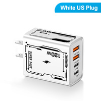 Chargeur mural double USB-A et Type-C à charge rapide 120W/40W PD QC3.0 avec prise EU/US/UK pour téléphones mobiles - Vente chaude