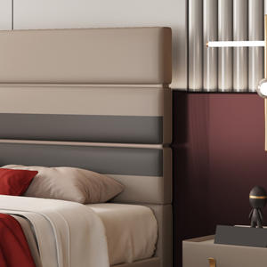 Cama Tapizada CK208, Cama King Size Doble de Lujo, Muebles de Dormitorio para Proyectos Hoteleros, Madera Maciza, Moderna, Juego de Cama King Size Grande - Product Image 3