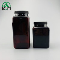 400ml 750ml PET en plastique noir carré bouteille bouteille bouteille de santé