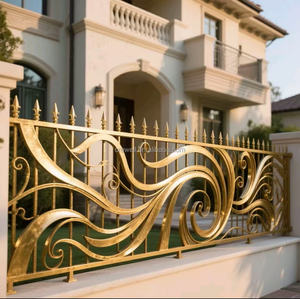 Puerta de Entrada Principal de Hierro Forjado de Lujo, Puerta Corredera Doble, Precios de Fábrica Personalizados para <span class=keywords><strong>Exteriores</strong></span> Modernos - Product Image 3