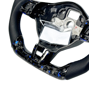 Volante Deportivo de Fibra de Carbono Forjado Azul Plateado Más Popular, con Cuero Perforado, para Volkswagen MK6 MK5 MK4 Golf R GTI <span class=keywords><strong>GTS</strong></span> - Product Image 4