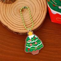 Porte-clés en acrylique avec pendentif de personnage de Noël imprimé en dessin animé mignon avec chaîne à perles pour la décoration de sac