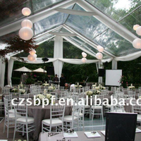 Tente Chapiteau Transparente (6x21m) pour 1000 Personnes, Chapiteau de Toit Transparent d'Extérieur pour Événements et Mariages de Luxe