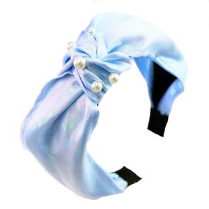 Cinta para el pelo de doble capa para niña y mujer, bandana con lazo de tela de arcoíris, bandana personalizada de Organza con perlas - Product Image 6