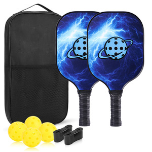 Ensemble de raquettes de pickleball avec balles et étui de transport, poignées antidérapantes, design bleu galaxie pour le jeu en plein air - Product Image 1