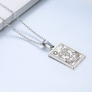 Accessori donna gioielli placcato oro 18 carati ciondolo in acciaio inossidabile 316l <span class=keywords><strong>astrologia</strong></span> oroscopo carta dei tarocchi 12 collana con segno zodiacale - Product Image 2