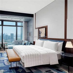 Budget Friendly Wood Frame Fabric Headboard Hotel King <b>Queen</b> <b>Size</b> <b>Bed</b> Set Modern Commercial Hotel Bedroom Furniture Supplier - Product Image 4