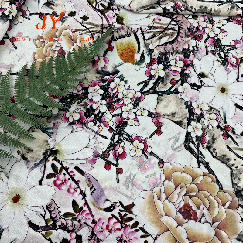 Hot Selling Digital Print Fabric Fabric For Dresses 100% Polyester Velvet Printed A0583 MOQ One Meter Flower Pattern