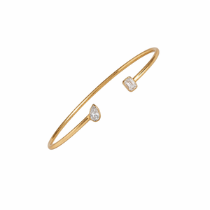 Bracelet manchette ouverte en acier inoxydable personnalisé avec pierre de zircon, étanche, hypoallergénique, plaqué or, style minimaliste, cadeau tendance - Product Image 1