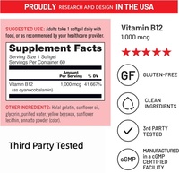 Complément alimentaire en gélules molles de vitamine B12 pour nouveau-nés et adultes, 1000 mcg, naturel, favorise le métabolisme énergétique et la fonction cognitive, OEM/ODM