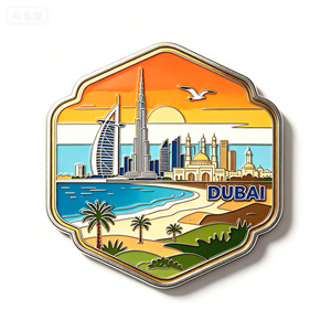 Bulk Custom Logo OEM Metal Fridge Magnet Eco Friendly Baking <b>Varnish</b> Skyline Sail Tower Beach Palm Refrigerator Sticker Gift - Product Image 1